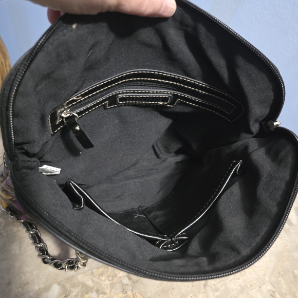 Ellen Tracy Floral Purple & Yellow Vinyl Shoulder Bag - Picture 9 of 12